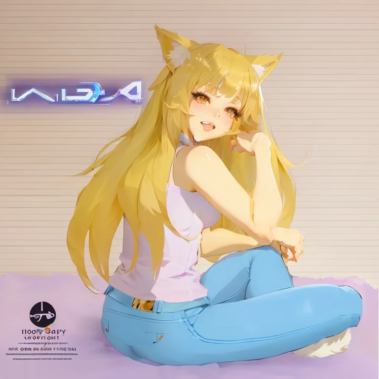 anime girl with cat ears sitting on the floor with her hand on her chin, kda, Lola Bunny Fanart, Holo is a wolf girl, Princess 'music' musicdagash, digital animated art!!, seraphine ahri kda, Koda Kazuma, Fanart oficial, star fox krystal, hello yes a wolf girl