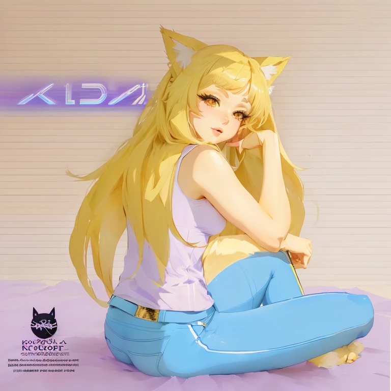 anime girl with cat ears sitting on the floor with her hand on her chin, kda, Lola Bunny Fanart, Holo is a wolf girl, Princess 'music' musicdagash, digital animated art!!, seraphine ahri kda, Koda Kazuma, Fanart oficial, star fox krystal, hello yes a wolf girl