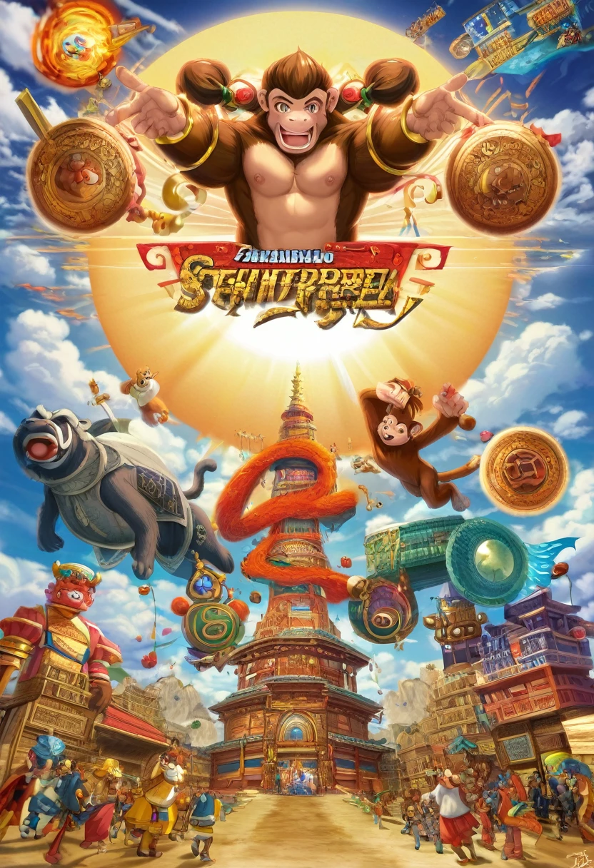 top quality, best quality, High-quality illustrations, masterpiece, super high resolution, detailed background, monkey: a journey to the west, A classic of Chinese literature, this beloved folktale is part adventure story, Sun Wukong, Zhu Bajie, Sagojo, Sanzang,
