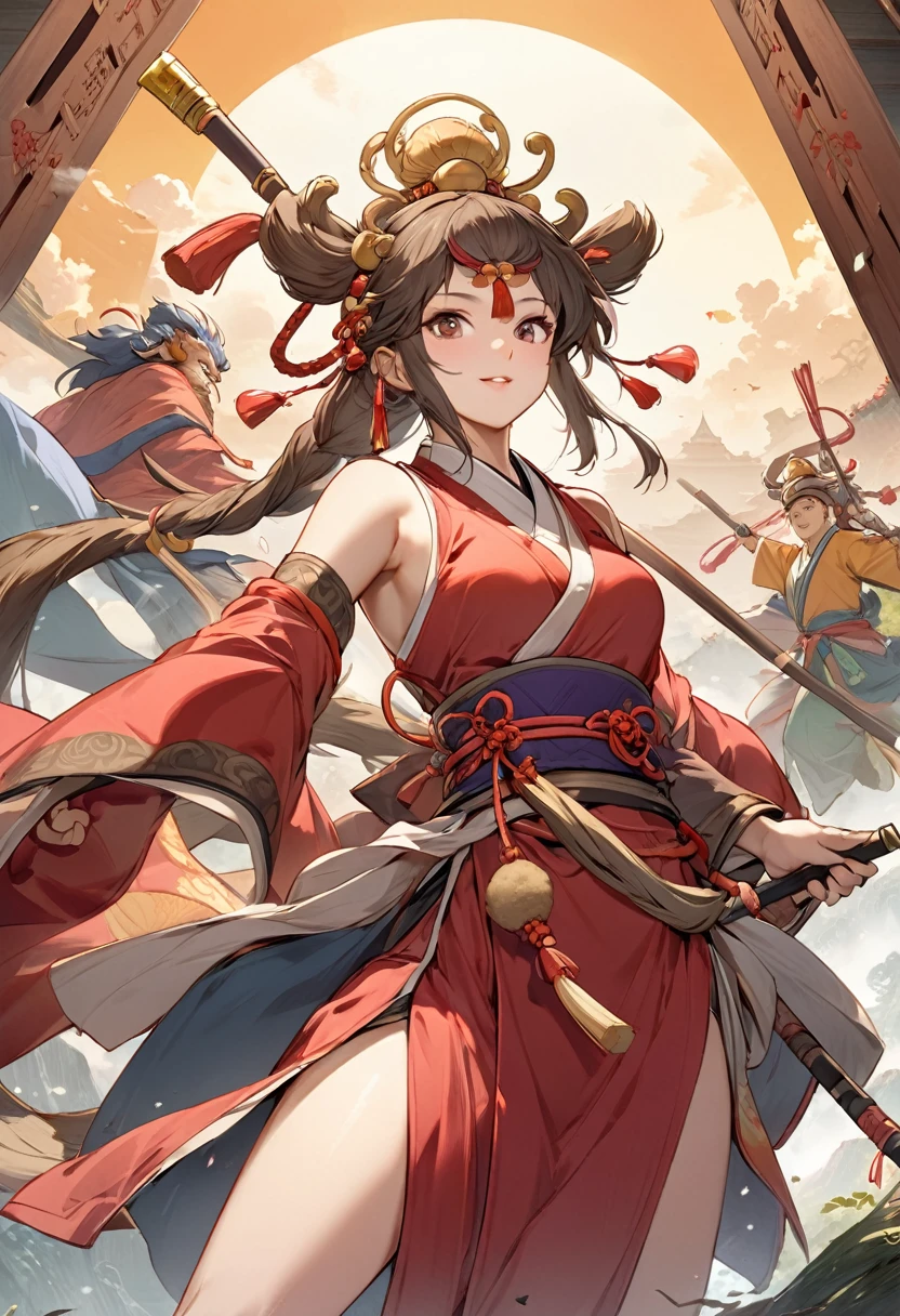 top quality, best quality, High-quality illustrations, masterpiece, super high resolution, detailed background, monkey: a journey to the west, A classic of Chinese literature, this beloved folktale is part adventure story, Sun Wukong, Zhu Bajie, Sagojo, Sanzang,