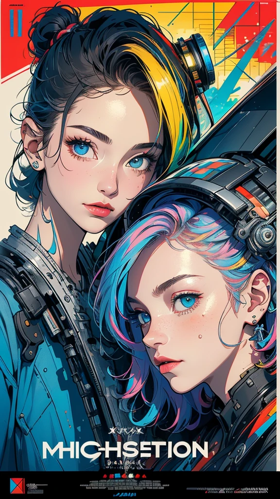 (((masterpiece, highest quality))),(((solo:1.2))),(((1girl:1.2))),32k wallpaper, very detailed, poster, vintage science fiction,(((((geometric cinematic movie poster))))), (bauhaus), shape,(((abstract))),(mid century modern),movie poster,(((((portfolio))))),(((((Close-up))))),(((((bust up))))),((((more various angle)))),(((highlight))),Vast landscape,((((heterochromia)))),(((complete. detailed face))),(((Extremely talented))),(((most complecated machine))),((Overall colorfully))
