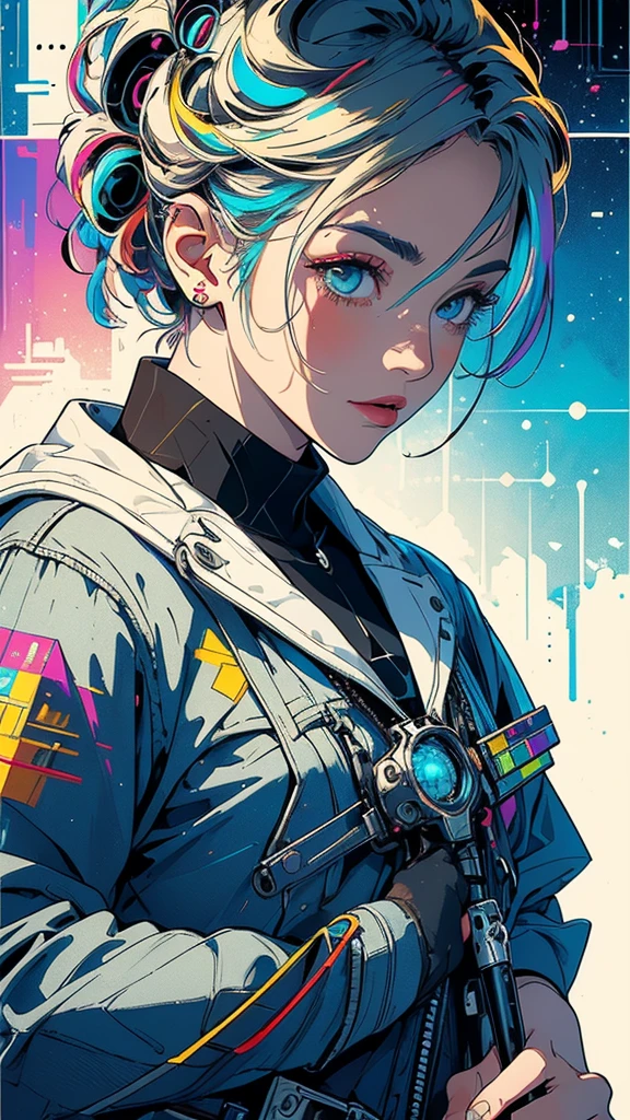 (((masterpiece, highest quality))),(((solo:1.2))),(((1girl:1.2))),32k wallpaper, very detailed, poster, vintage science fiction,(((((geometric cinematic movie poster))))), (bauhaus), shape,(((abstract))),(mid century modern),movie poster,(((((portfolio))))),(((((Close-up))))),(((((bust up))))),((((more various angle)))),(((highlight))),Vast landscape,((((heterochromia)))),(((complete. detailed face))),(((Extremely talented))),(((most complecated machine))),((Overall colorfully))