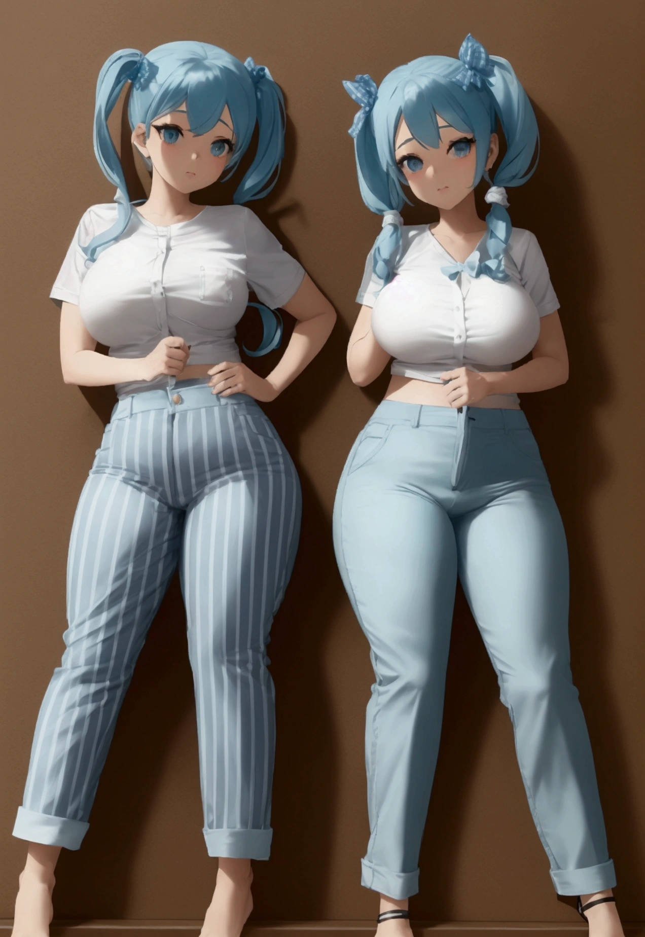 Light blue striped pants Twin Tail