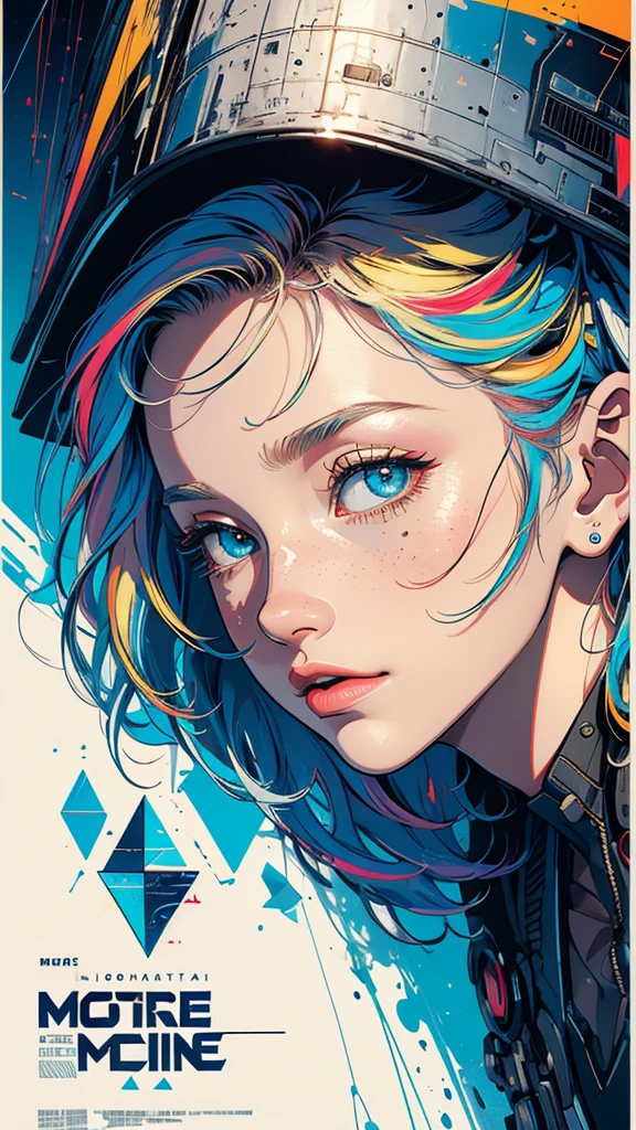 (((masterpiece, highest quality))),(((solo:1.2))),(((1girl:1.2))),32k wallpaper, very detailed, poster, vintage science fiction,(((((geometric cinematic movie poster))))), (bauhaus), shape,(((abstract))),(mid century modern),movie poster,(((((portfolio))))),(((((Close-up))))),(((((bust up))))),((((more various angle)))),(((highlight))),Vast landscape,((((heterochromia)))),(((complete. detailed face))),(((Extremely talented))),(((most complecated machine))),((Overall colorfully))
