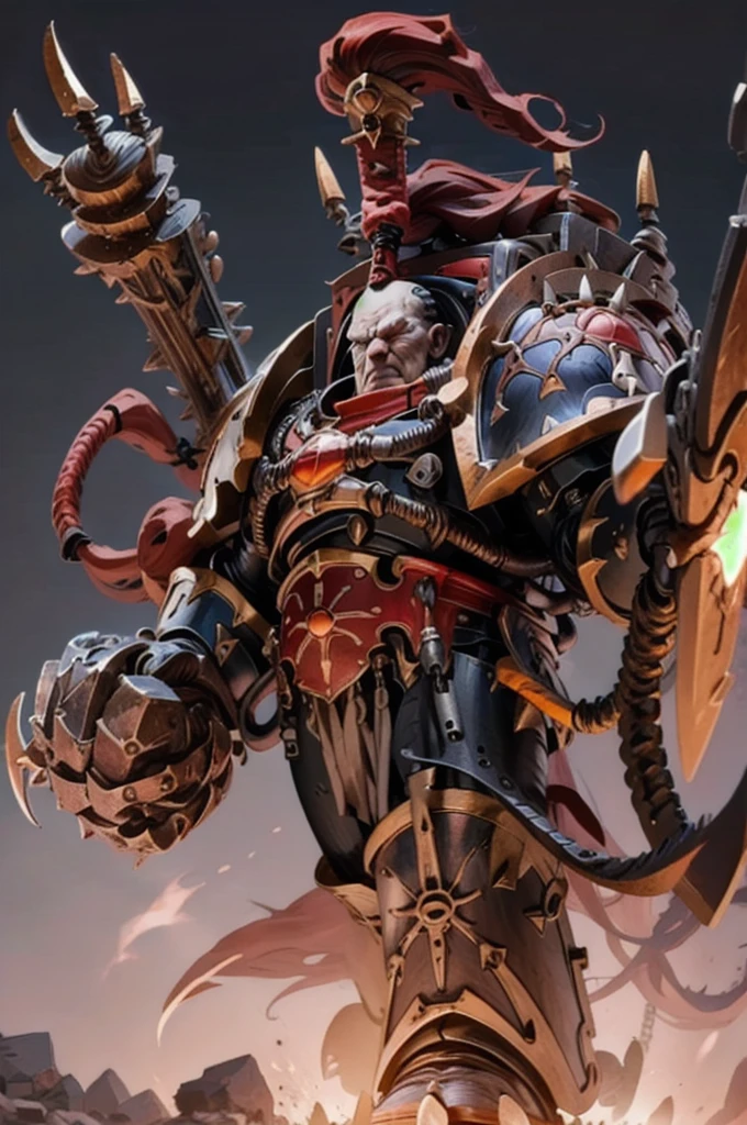 abbadon, topknot, (claws (weapon):1.2), shoulder_spikes,
