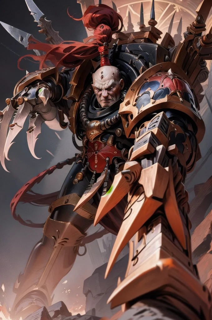 abbadon, topknot, (claws (weapon):1.2), shoulder_spikes,