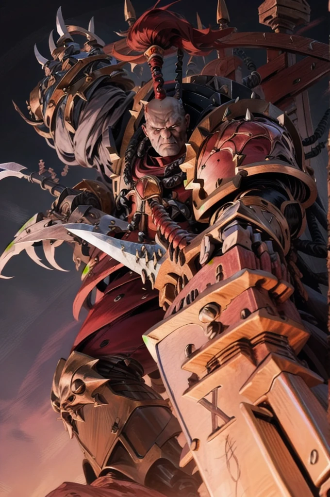 abbadon, topknot, (claws (weapon):1.2), shoulder_spikes,