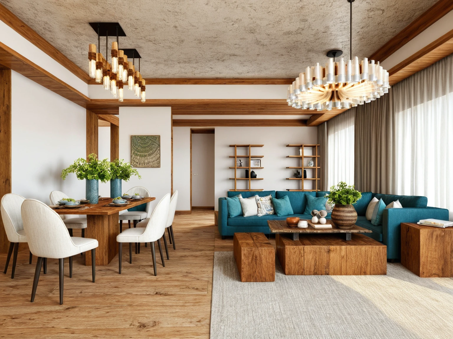 Raw photo, Masterpiece, high quality, best quality, authentic, super detail,
Rustic Farmhouse,
Evokes a sense of warmth, comfort, and nostalgia, Think exposed beams, natural textures, and furniture with a vintage or handcrafted feel,
This style utilizes a warm and inviting palette with creams, beiges, and light browns as the base, Accents of green, blue, or red can be used to bring in a touch of color reminiscent of nature, Natural materials like wood and stone are heavily featured,