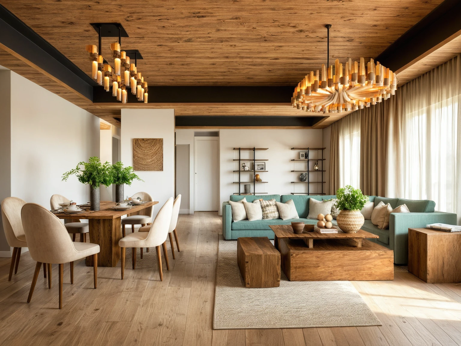 Raw photo, Masterpiece, high quality, best quality, authentic, super detail,
Rustic Farmhouse,
Evokes a sense of warmth, comfort, and nostalgia, Think exposed beams, natural textures, and furniture with a vintage or handcrafted feel,
This style utilizes a warm and inviting palette with creams, beiges, and light browns as the base, Accents of green, blue, or red can be used to bring in a touch of color reminiscent of nature, Natural materials like wood and stone are heavily featured,