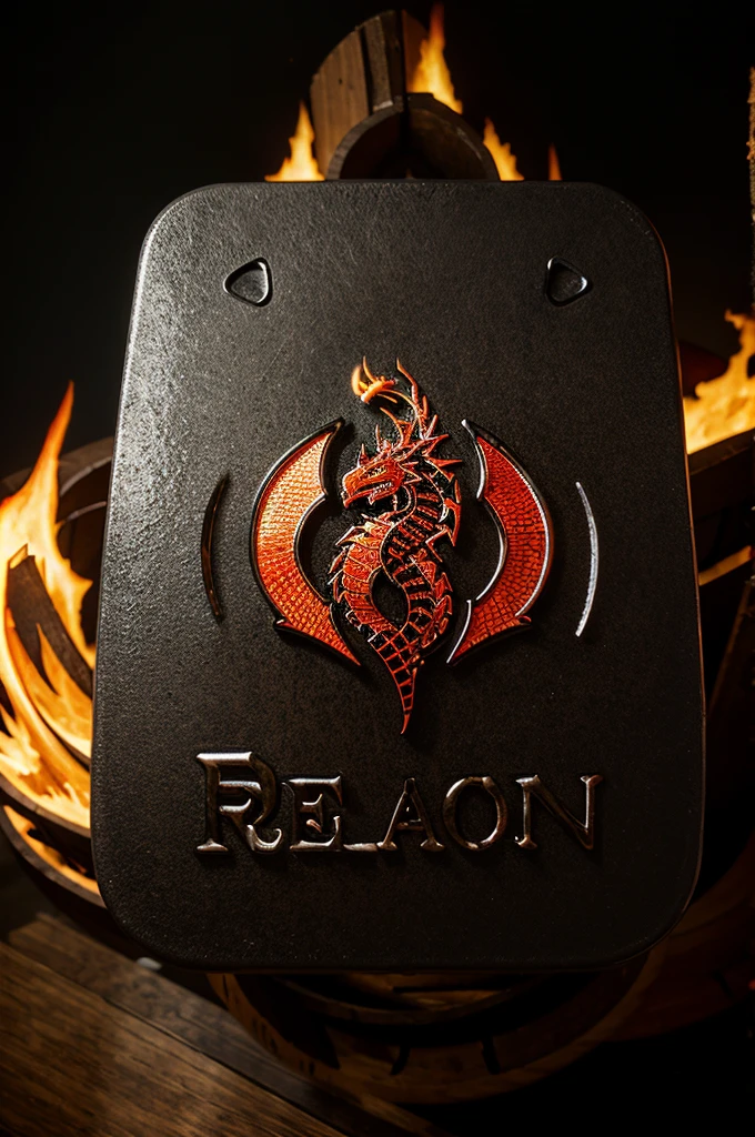 The fire dragon export logo has resin writing