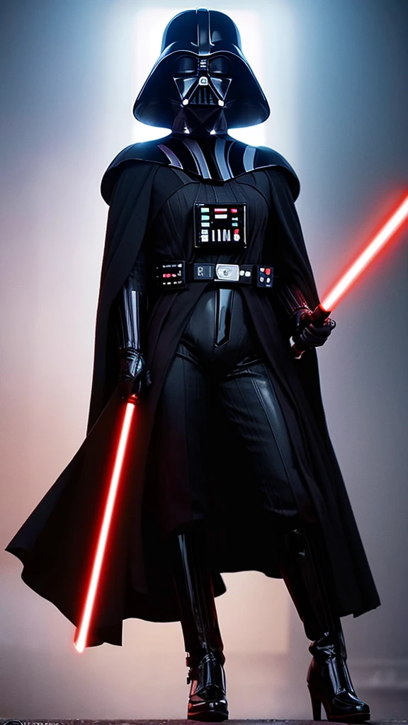 Darth Vader　Women&#39;s body types　Black Leather Gloves　Cape　Lightsabre　Darth Vaderマスクを顔に
