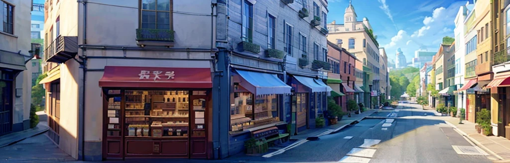 landscape、Real、City、In town、blue sky、A street lined with shops、View of the store from the front、