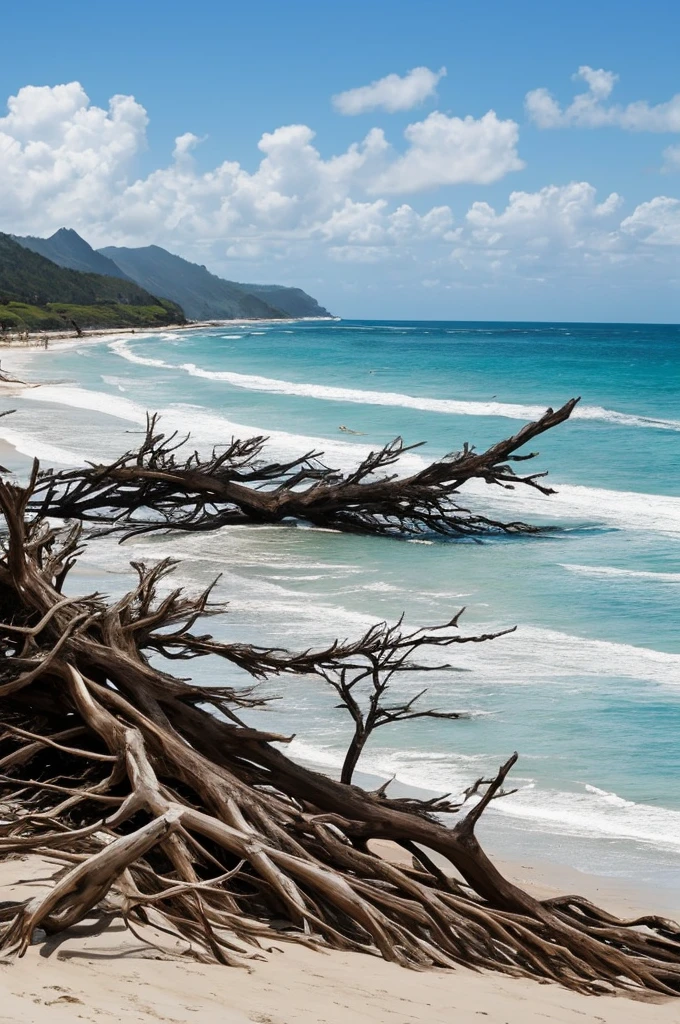 trees that have been washed up on the beach by the ocean, unfinished roots of white sand, incredibly beautiful, by Richard Gruelle, beach trees in the background, breath taking, breath taking beautiful, driftwood, enigmatic natural beauty, beautiful and ominous, gnarly trees, stunning photograph, old trees, surreal!!!, beautiful! coherent!, unbelievably beautiful, stunning sight