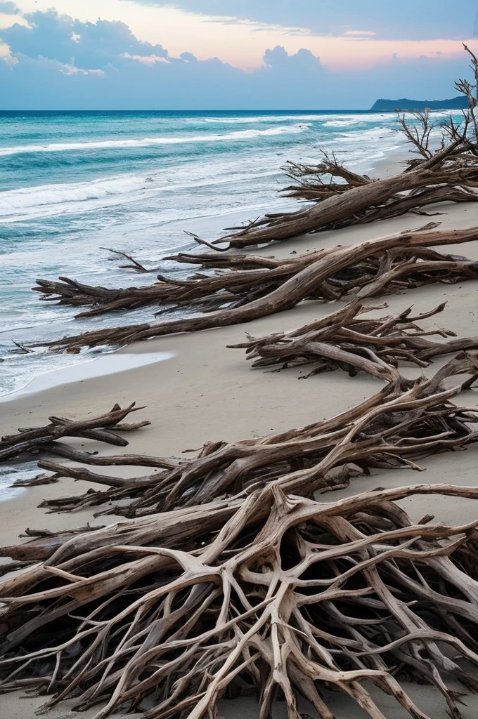 trees that have been washed up on the beach by the ocean, unfinished roots of white sand, incredibly beautiful, by Richard Gruelle, beach trees in the background, breath taking, breath taking beautiful, driftwood, enigmatic natural beauty, beautiful and ominous, gnarly trees, stunning photograph, old trees, surreal!!!, beautiful! coherent!, unbelievably beautiful, stunning sight