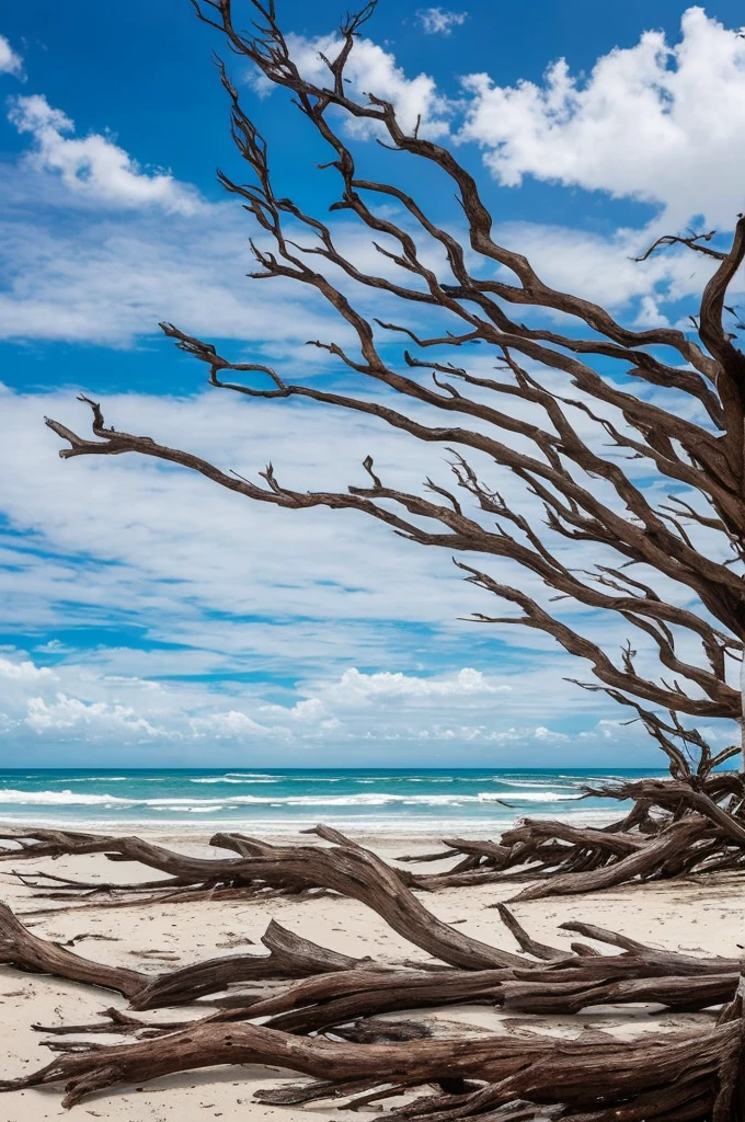 trees that have been washed up on the beach by the ocean, unfinished roots of white sand, incredibly beautiful, by Richard Gruelle, beach trees in the background, breath taking, breath taking beautiful, driftwood, enigmatic natural beauty, beautiful and ominous, gnarly trees, stunning photograph, old trees, surreal!!!, beautiful! coherent!, unbelievably beautiful, stunning sight