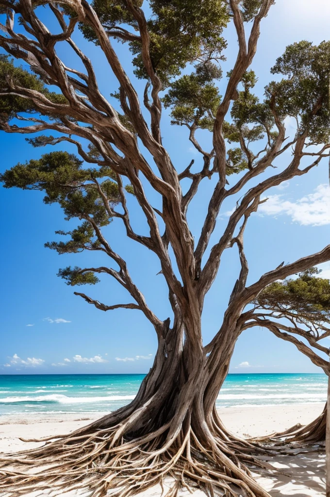 trees that have been washed up on the beach by the ocean, unfinished roots of white sand, incredibly beautiful, by Richard Gruelle, beach trees in the background, breath taking, breath taking beautiful, driftwood, enigmatic natural beauty, beautiful and ominous, gnarly trees, stunning photograph, old trees, surreal!!!, beautiful! coherent!, unbelievably beautiful, stunning sight