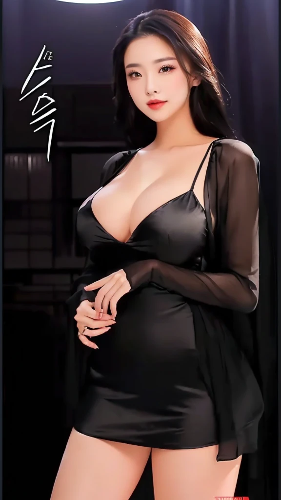 a woman in a black dress