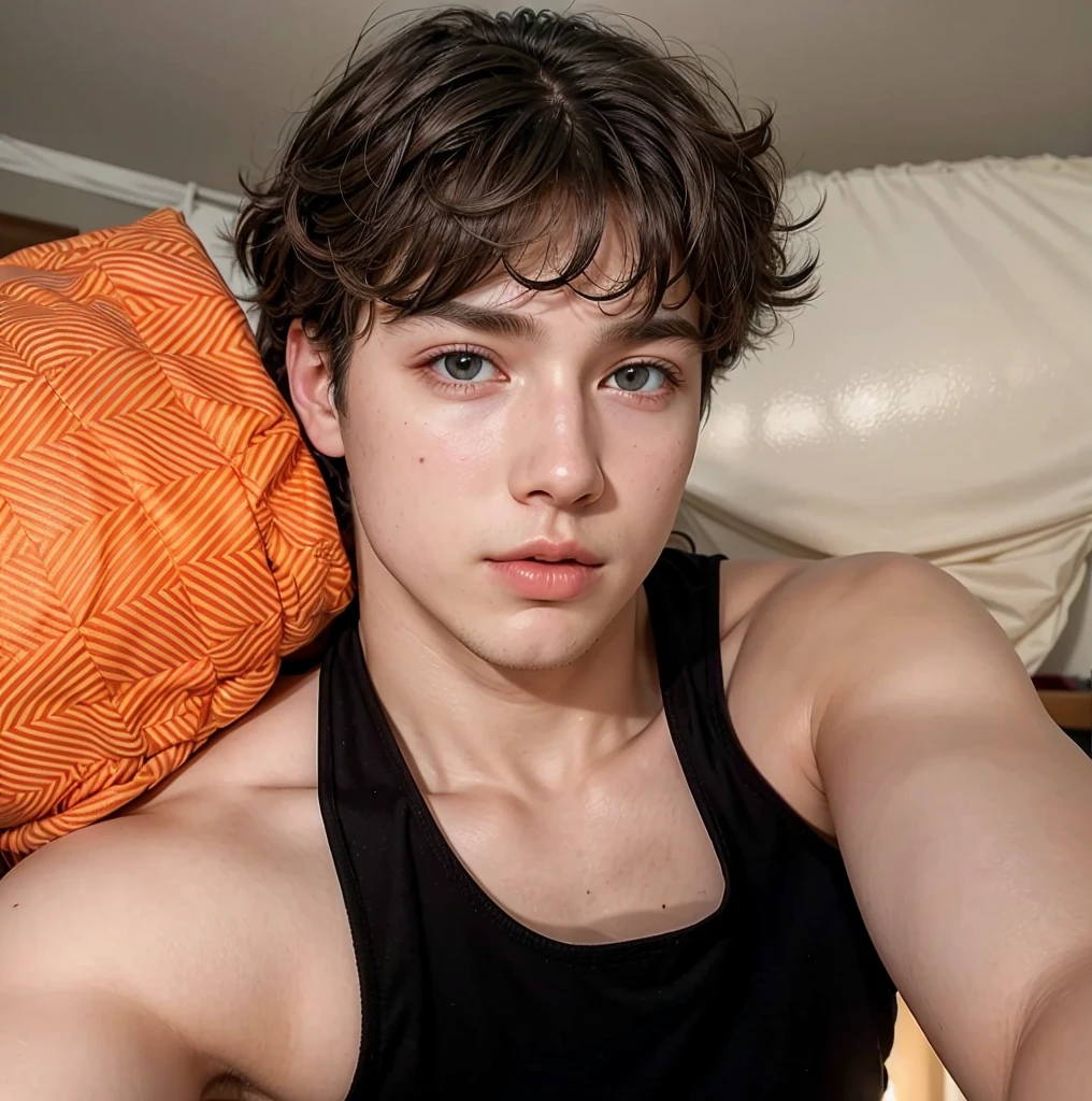 a beautiful boy in his room, detailed face and eyes, long eyelashes, golden hair, sunlight, warm atmosphere, highly detailed, photorealistic, 8k, masterpiece, intricate details, vibrant colors, natural lighting, cinematic composition, dreamy mood, ethereal quality