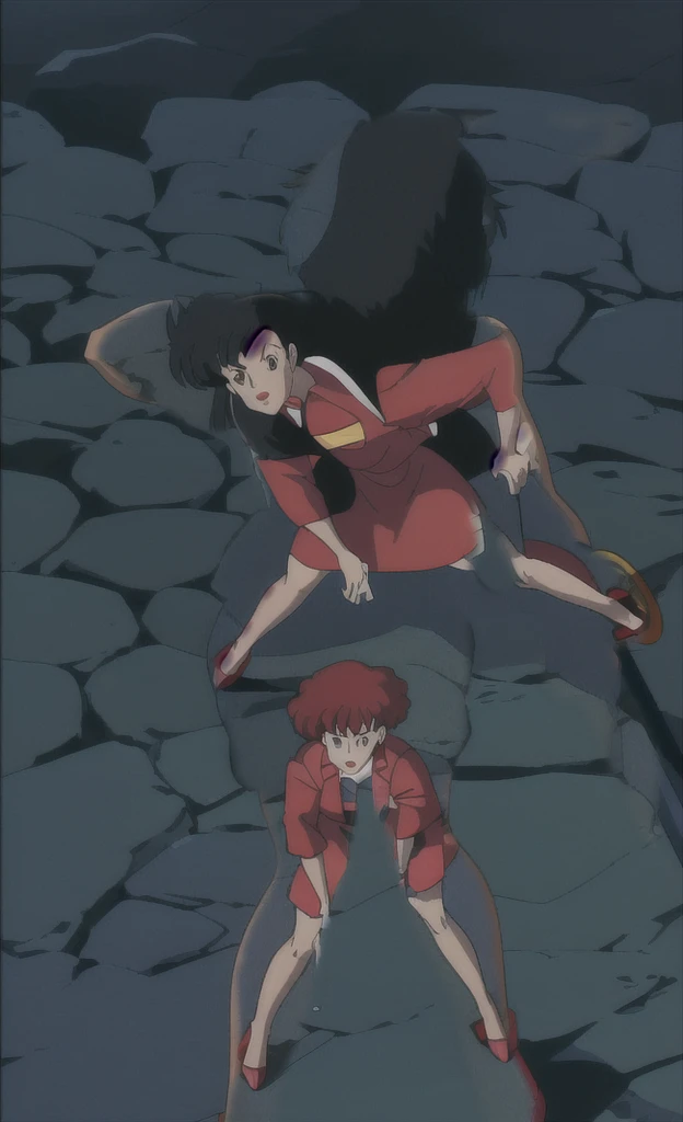 90s anime black skinned women with short black hair wearing a swat gear