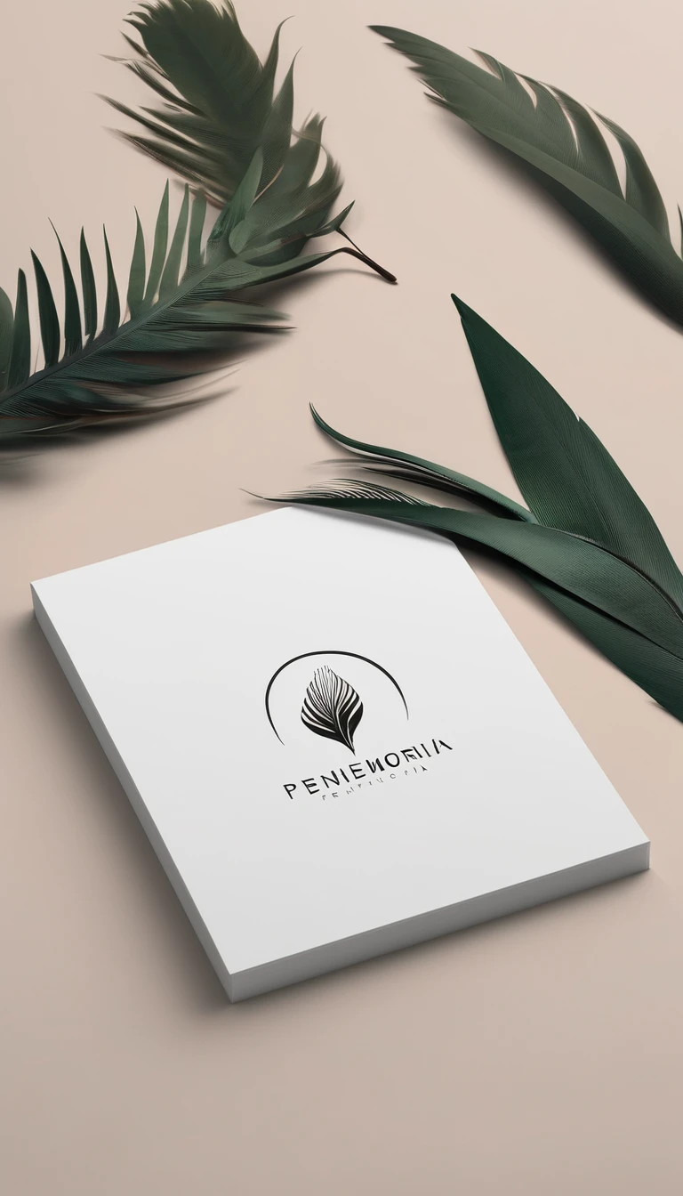 A minimal, modern, simple, cinematic logo design for the brand “Penamemoria". Create a modern, minimalistic, high-quality, masterpiece, fantastic, poetic feather that symbolizes dreams and stories.
