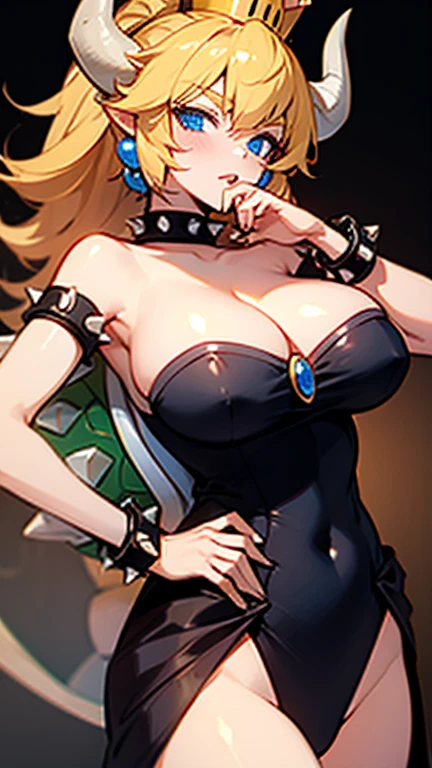 Bowsette has large breasts showing 