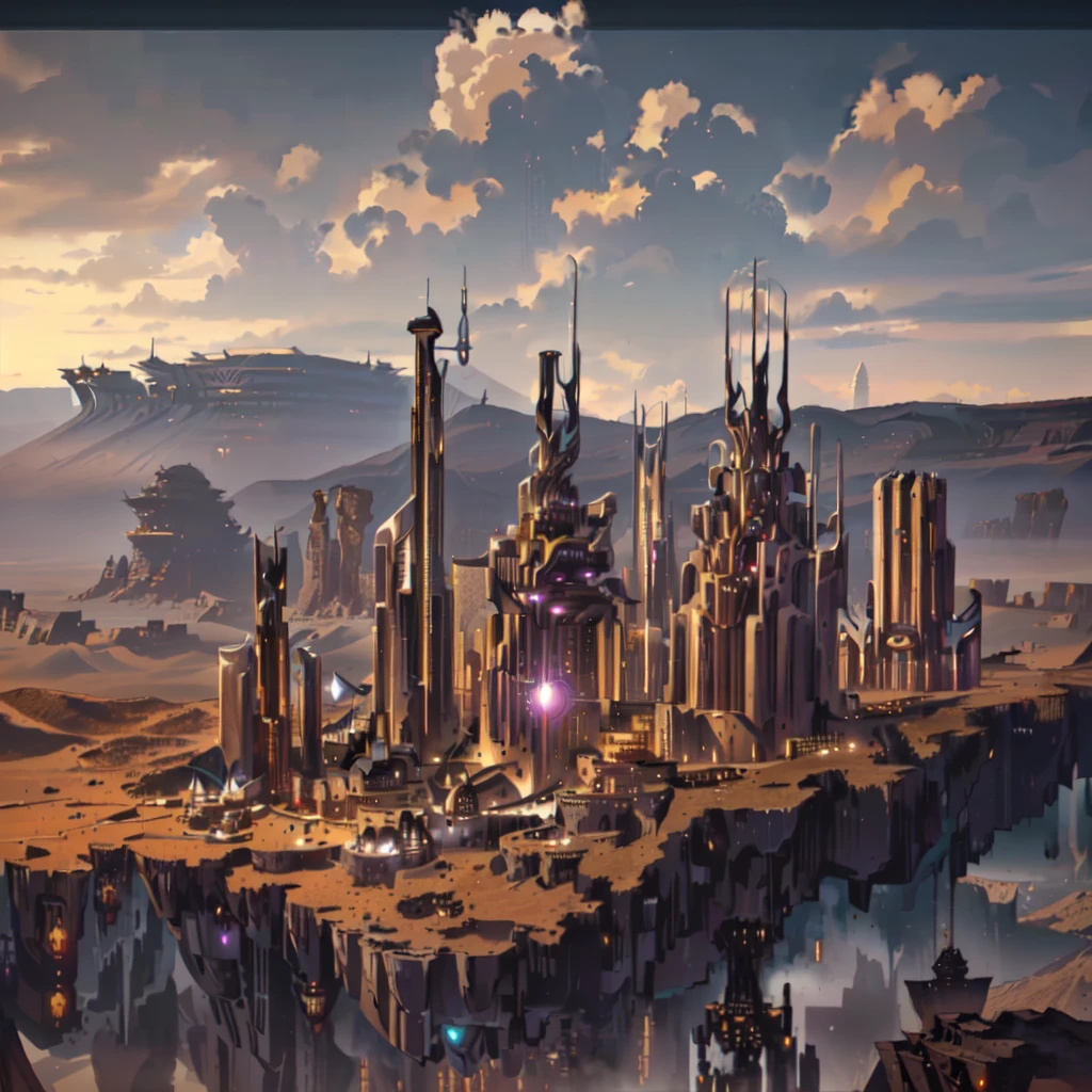 futuristic city in the middle of a desert with mountains in the background, big and structured valhalla city, ancient sci - fi city, huge futuristic temple city, anime concept hdr anime macmanus, epic 8 k hd anime shot, in front of a fantasy city, intricate ornate anime cgi style, in fantasy sci - fi city, fantasy capital city, ancient steampunk city，futuristic city in the middle of a desert with mountains in the background, big and structured valhalla city, ancient sci - fi city, huge futuristic temple city, anime concept hdr anime macmanus, epic 8 k hd anime shot, in front of a fantasy city, intricate ornate anime cgi style, in fantasy sci - fi city, fantasy capital city, ancient steampunk city