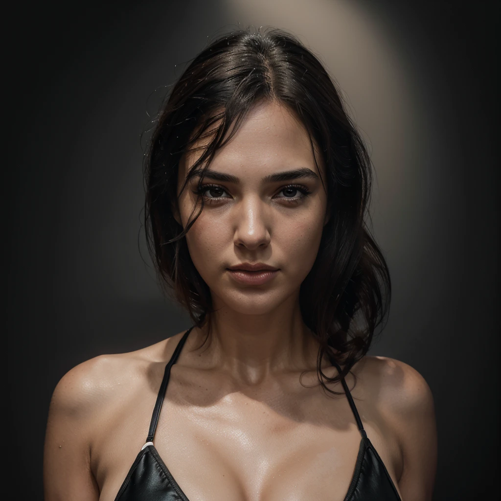 Arafed woman in black bikini posing for a photo., photoBeautiful realistic face, digital art portrait, Realistic studio portrait, hyperBeautiful realistic face, realistic female portrait, Realistic digital painting, Gal Gadot sexy painting, portrait digital art, digital portrait, Digital illustration portrait, Sensual digital painting, Realistic digital art, digital oil painting with airbrush, Beautiful realistic face