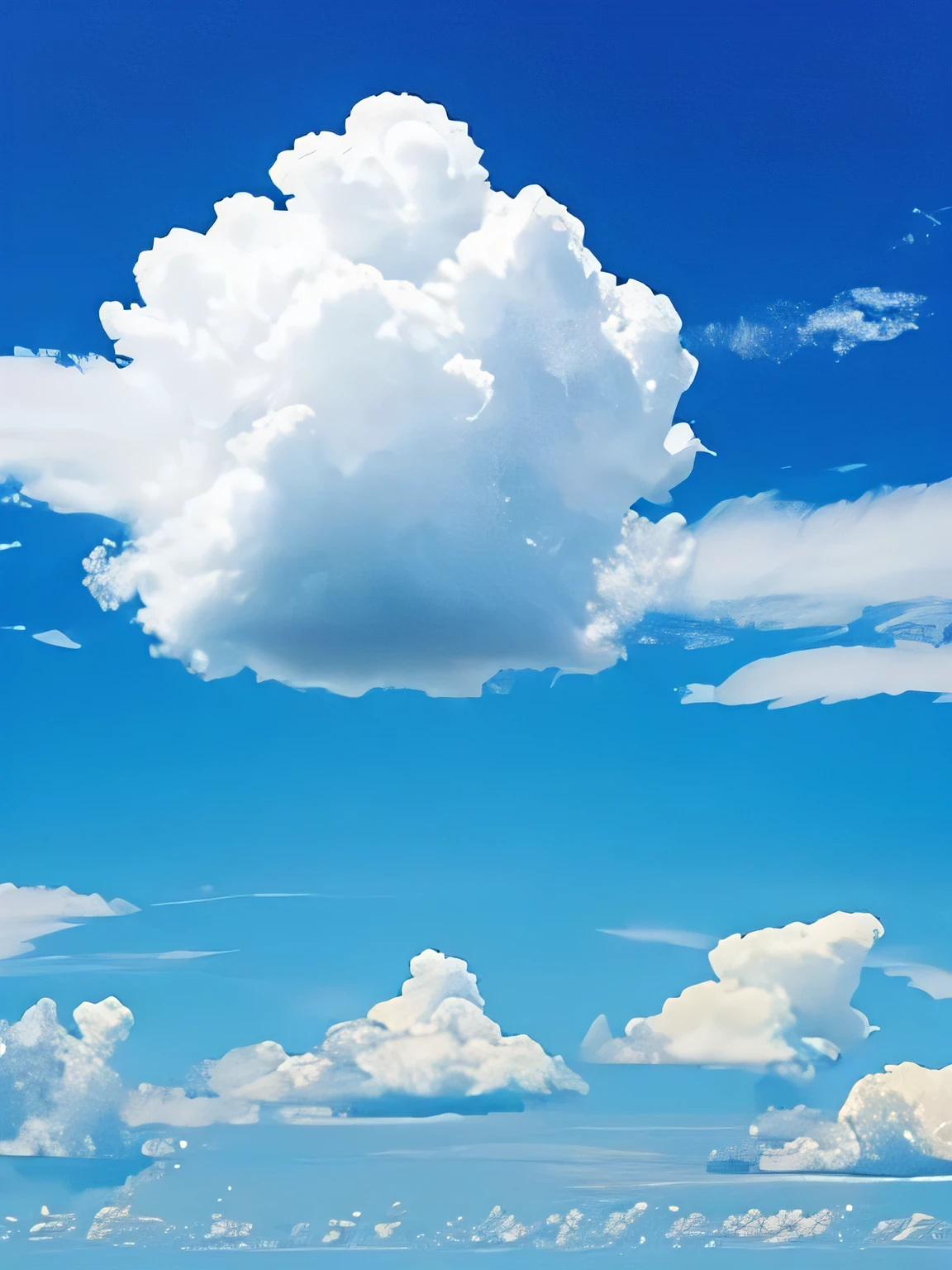 One white, round cloud floating in the center, coherent, blue sky with no clouds around, surrealism, very high quality