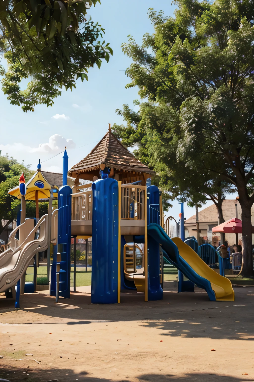 sunny day scene of a fun park