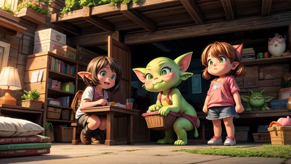 a giant cat, nekomata, startling a girl, beautiful detailed eyes, beautiful detailed lips, extremely detailed eyes and face, long eyelashes, portrait, intricate details, highly detailed, hyper realistic, 8k, masterpiece, dramatic lighting, moody atmosphere, eerie, surreal, supernatural, fantasy, cinematic, vivid colors, chiaroscuro
