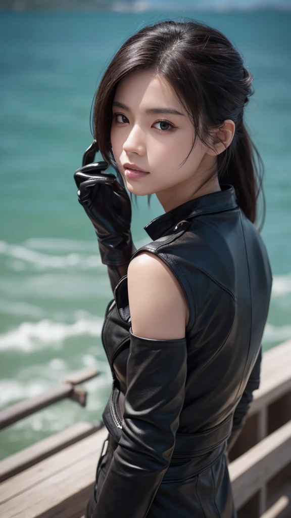 Kakashi Hatake, (At the Lake), masterpiece, Highest quality, super high quality, 不条理なdetailed, The best light, Best Shadow, sharp, sharp picture, detailed face, detailed eyes, detailed hair, detailed, extremely detailed, Amazing resolution, 8k, 4K, Ultra-high resolution, Ray Tracing, Beautiful Effects, Image of (whole body)Black leather gloves up to your fingertips