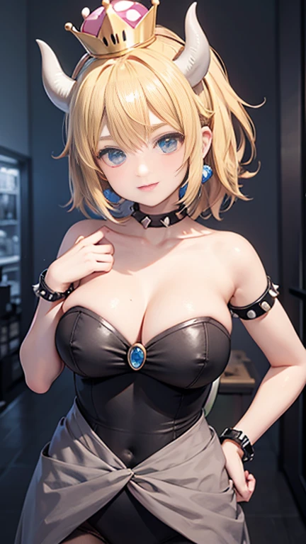 Bowsette has large breasts showing 