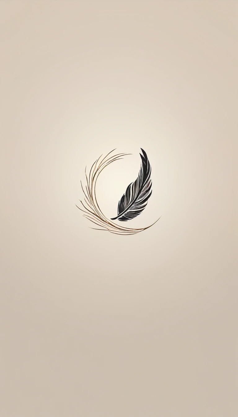 A minimal, modern, simple, cinematic logo design for the brand “Penamemoria". Create a modern, minimalistic, high-quality, masterpiece, fantastic, poetic feather that symbolizes dreams and stories.