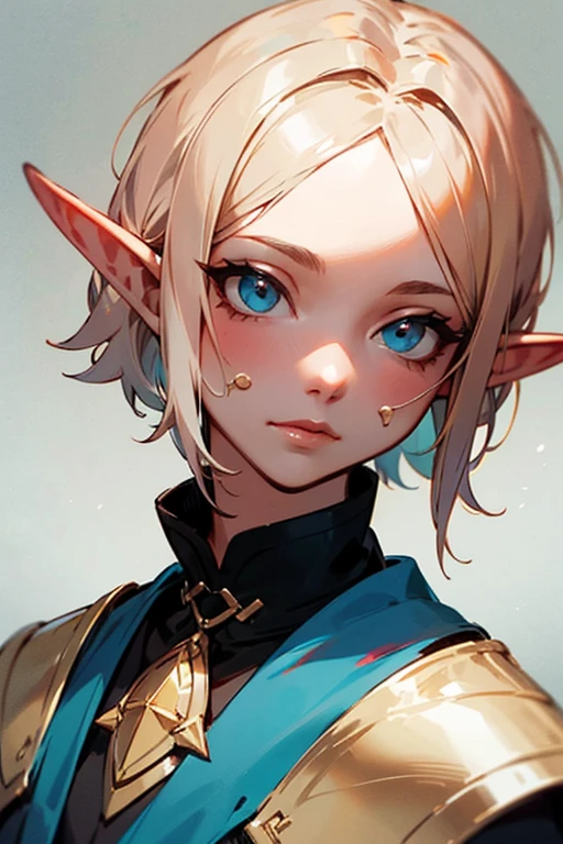 elf abina, he would be, short platinum hair, facial
