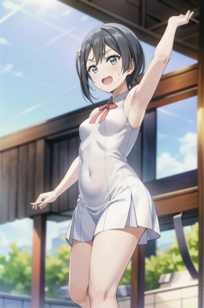 (Highest quality, masterpiece:1.2), One Girl, alone, anime, anime screencap, Ray Tracing, Global Illumination, ultra hi resolution picture, Bright colors, Cinematic Light, Lens flare, Light on the face, Glowing Eyes, Written boundary depth, Happy, Detailed Background, cute, straight,
Yuki Setuna, Diving Dress, belly button,short hair,Sweatかいた手,Sweatかいた足,Sweatかいた指,Sweatかいた体,Sweat垂れる,Sweatびしょ濡れ,顔Sweatだく,Sweatかいたつや肌,髪の毛Sweatだく,hot,手Sweat,足Sweat,素肌Sweat,脇Sweat,White Breath,Sweat臭い,Stuffy smell,とてもSweatかいている,気体からSweat,Sweat(masterpiece:1.4),Smooth skin,Her bare skin is shining,Sweatの匂い,口Sweat,Shine,Fascinating,ShineSweat,Sweat濡れ,顔Sweatですべすべ