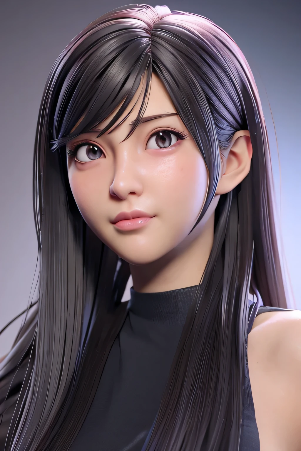 a close up of a woman with long hair wearing a shirt, realistic anime 3 d style, anime styled 3d, realistic artstyle, realism artstyle, 3 d anime realistic, photorealistic artstyle, for hire 3d artist, 3 d artist, 3d character realistic, anime realism style, 🤤 girl portrait, realistic 3 d style, smooth 3d cg render
