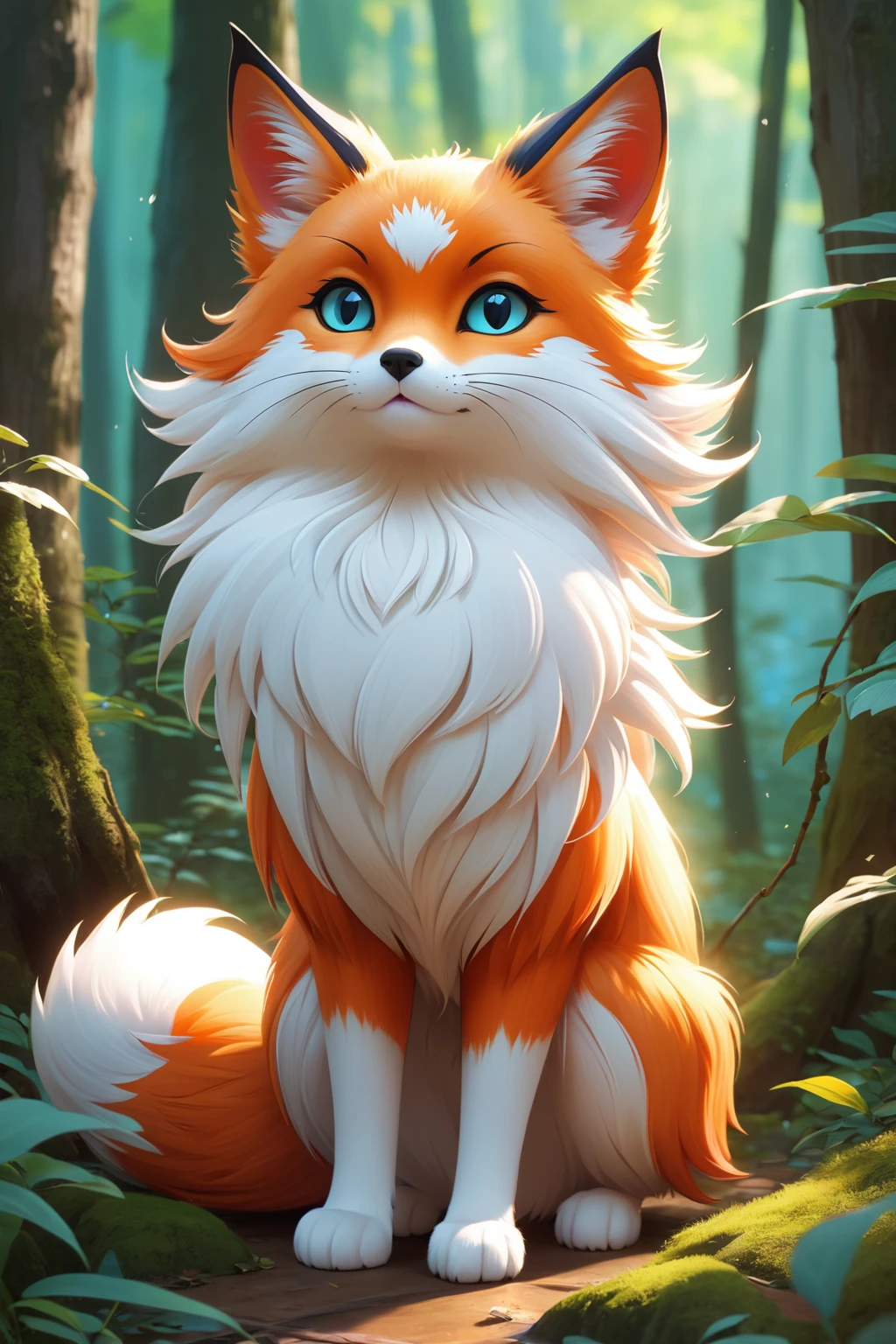 There is a cat standing in the woods, Lovely and detailed digital art, Very very beautiful furry art, Furry Fantasy Art, Onmyoji detailed art, Cute numbers, Popular on artstation pixiv, Ethereal Fox, wlop rossdraws, Fan Art Best Artstation, Digital Art on pixiv, Fantasy art style, Loish et WLOP, fursona art