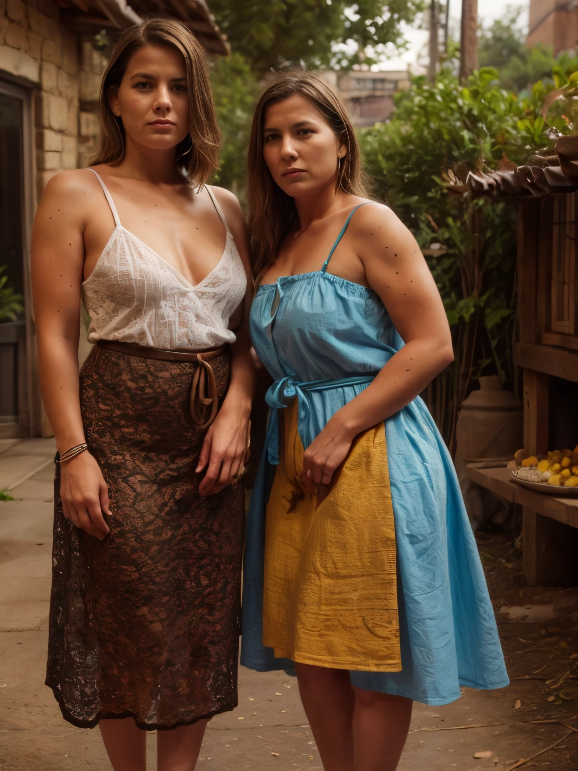Cherokee: Wearing cotton dresses with intricate beadwork, woven grass headbands, and deerskin moccasins. They bring roasted venison, corn on the cob, bean bread, and large clay vessels filled with hominy and wild greens.
Lakota (Sioux): Dressed in deerskin , beadwork, and feather headdresses. They bring bison steaks, roasted corn, pemmican, wild rice, and squash in clay pots.
Iroquois (Haudenosaunee): In deerskin dresses with wampum belts and moccasins. They bring corn on the cob, venison steaks, squash, stews in clay vessels, and dried fruits.
Anishinaabe (Ojibwe): Wearing woven plant fiber dresses with quillwork and moccasins. They bring grilled fish, wild rice, maple-glazed game meat, and berries.
Seminole: Wearing palmetto fiber dresses, colorful beads, and deerskin moccasins. They bring roasted alligator, corn cakes, wild greens, sofkee, and stews.
Hopi: In cotton mantas with woven sashes and turquoise jewelry. They bring roasted rabbit, piki d, baked beans, and hominy in clay vessels.
Navajo: Dressed in woven wool dresses with silver and turquoise jewelry, moccasins, and leather bands. They bring roasted mutton, bcorn mush, fry bread, and wild berries.
Choctaw: Wearing cotton dresses with hand-stitched beadwork and woven grass headbands. They bring grilled fish, hominy, wild greens, and nuts.