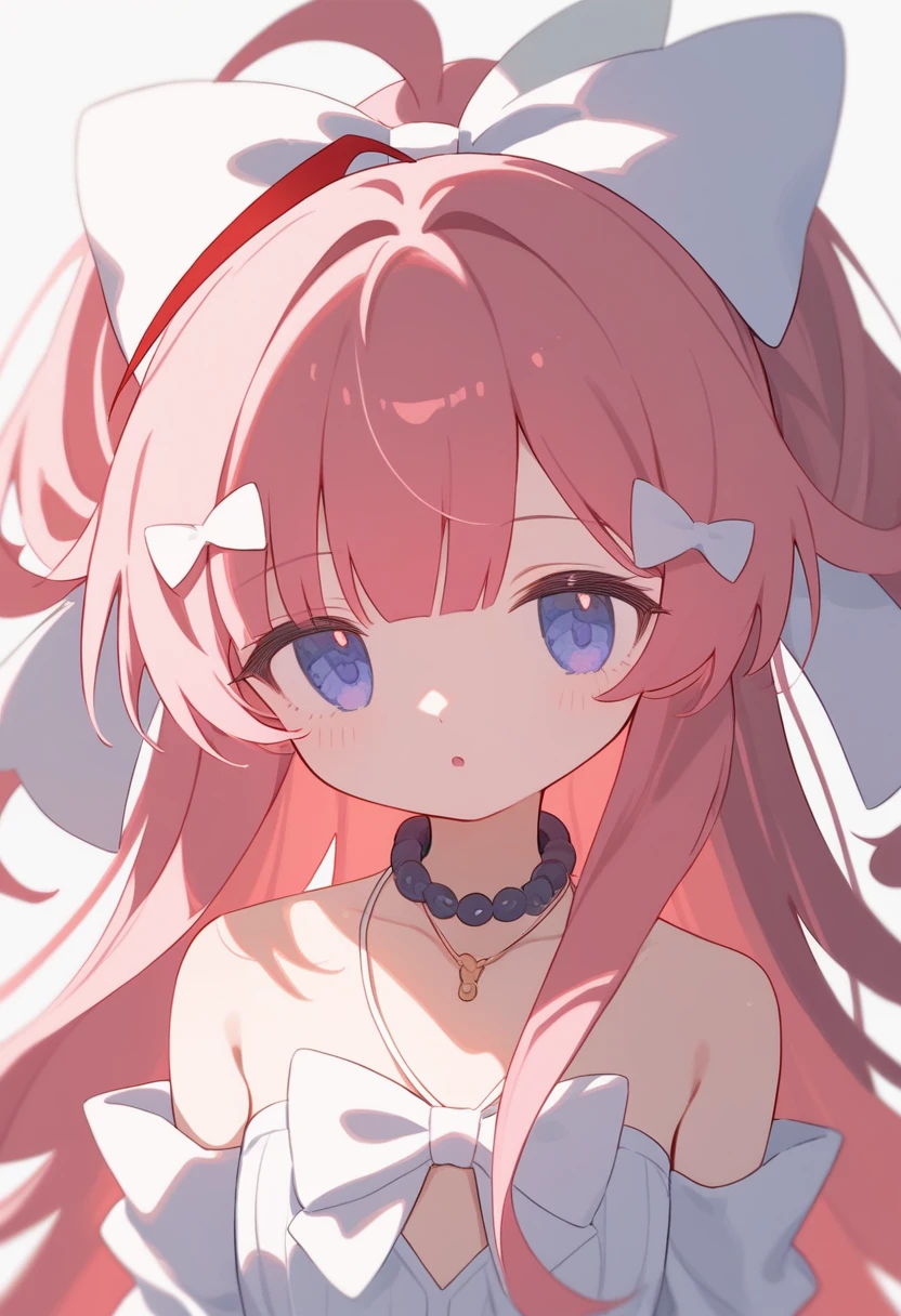 1 Girl,独自of,Long hair,Pink Hair,Separate sleeves,Bangs,简单of背景,Looking at the audience,upper body,Ribbon,bow,bowtie,Shut up,very Long hair,white Ribbon,white bow,hair Ribbon,粉红色of眼睛,Necklace,Bare shoulders,White sleeves,无袖of,Fraction_9,Fraction_8_Direction_7_up,Expressive,score_of,(masterpiece, 最好of质量)