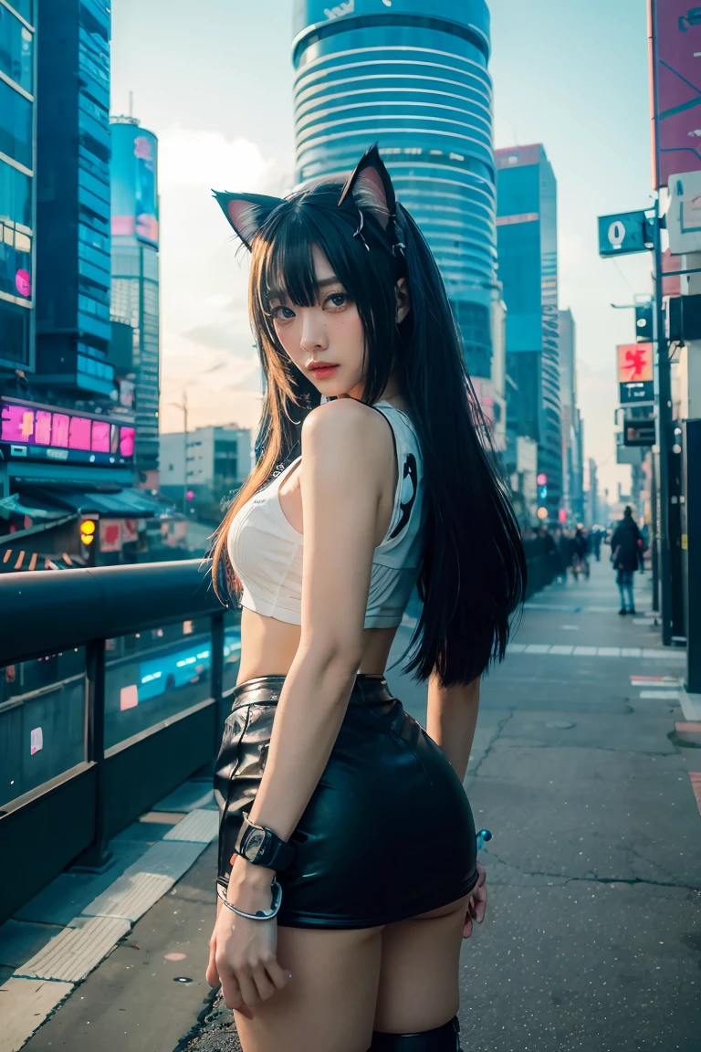 anime girl with long hair and cat ears in a city, digital cyberpunk anime art, cyberpunk anime girl mech, female cyberpunk anime girl, cyberpunk anime girl, anime cyberpunk art, cute cyborg girl, digital cyberpunk - anime art, cyberpunk anime art, oppai cyberpunk, anime style 4 k, perfect android girl, cyberpunk beautiful girl, beutiful girl cyborg