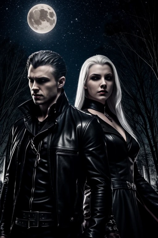 White vampires in the dark night 