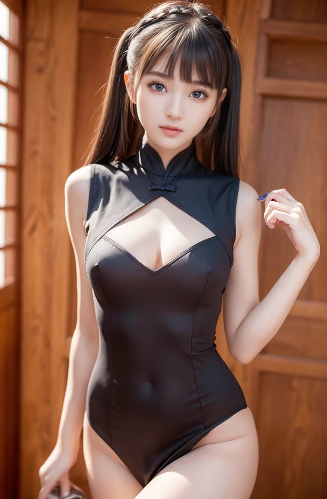 ((software:1.4)), ((Detailed eyes and face:1.1, Professional photography)), ((software, Chinese Dress:1.2, whole body)), (Mid-chest), Ultra-high resolution, (Realistic:1.4), RAW Photos, Highest quality, (PhotoRealistic Stick), concentrate, Soft Light, ((15 yby Face:1.3)), ((Japanese)), (((Young Face))), (surface), (Written boundary depth), masterpiece, (Realistic), woman, bangs, ((1 girl)), Short Twin Tails, (Fine hand), (Girl'Small hands:1.3), (Realistic:1.4), (Highest quality, 8k, masterpiece:1.2), (Staring at the audience:1.3) information