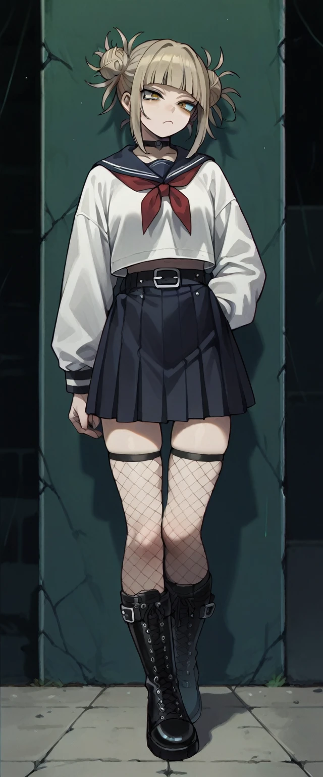Himiko Gothic Toga (Ultra detailed) (perfect work) (Whole body) (black fishnet stockings, black mini skirt and black boots)