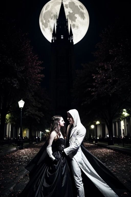 White vampires in the dark night 