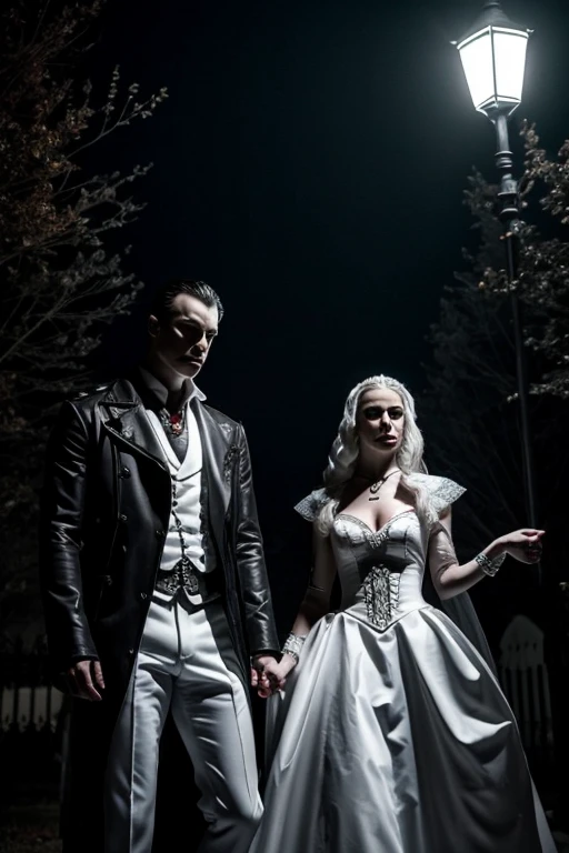 White vampires in the dark night 