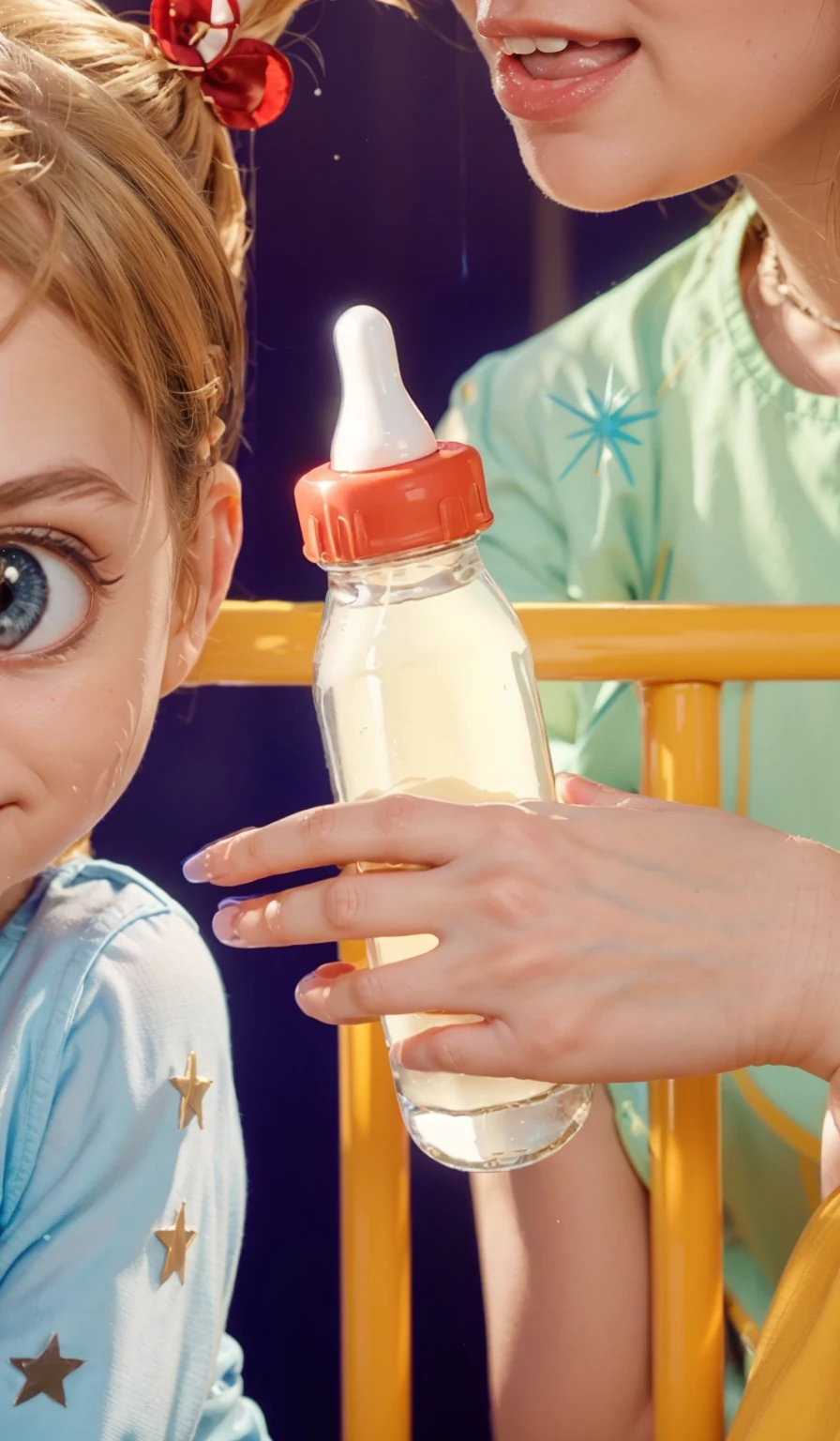 baby bottle baby bottle baby bottle baby bottle This image features a depiction of Riley Andersen, the young protagonist from the animated movie "Inside Out." The toddler version of Riley here captures her youthful innocence and playful spirit, characterized by her large blue eyes and blonde hair styled in whimsical pigtails. Dressed in a soft blue onesie adorned with stars, Riley exudes curiosity and joy, reflecting her character's bright and lively personality from the film. The vibrant blue background highlights her cheerful disposition and imaginative nature. vibrant contrast to his attire and accessories.аffects render, (glossy plastic texture with multiple big light probe refractions), perfect cgi, smooth silhouette, high intensity refraction, (super glossy plastic material), most beautiful vfx, , realistic, 4k, high resolution, rim light, smooth 3d model, multiple light sources, rim light, sharp post effects render,, realistic, 4k, high resolution, rim light detailed digital art, reflective, best quality, 4k, masterpiece:1.2, ultra-detailed, realistic, vivid colors, The image of the highest quality, ensuring every detail showcased perfectly. It in 4k resolution, allowing viewers to immerse themselves in the richness of the colors and intricate details. The realistic rendering. under the spotlight, reflecting, high-resolution image, realistic rendering