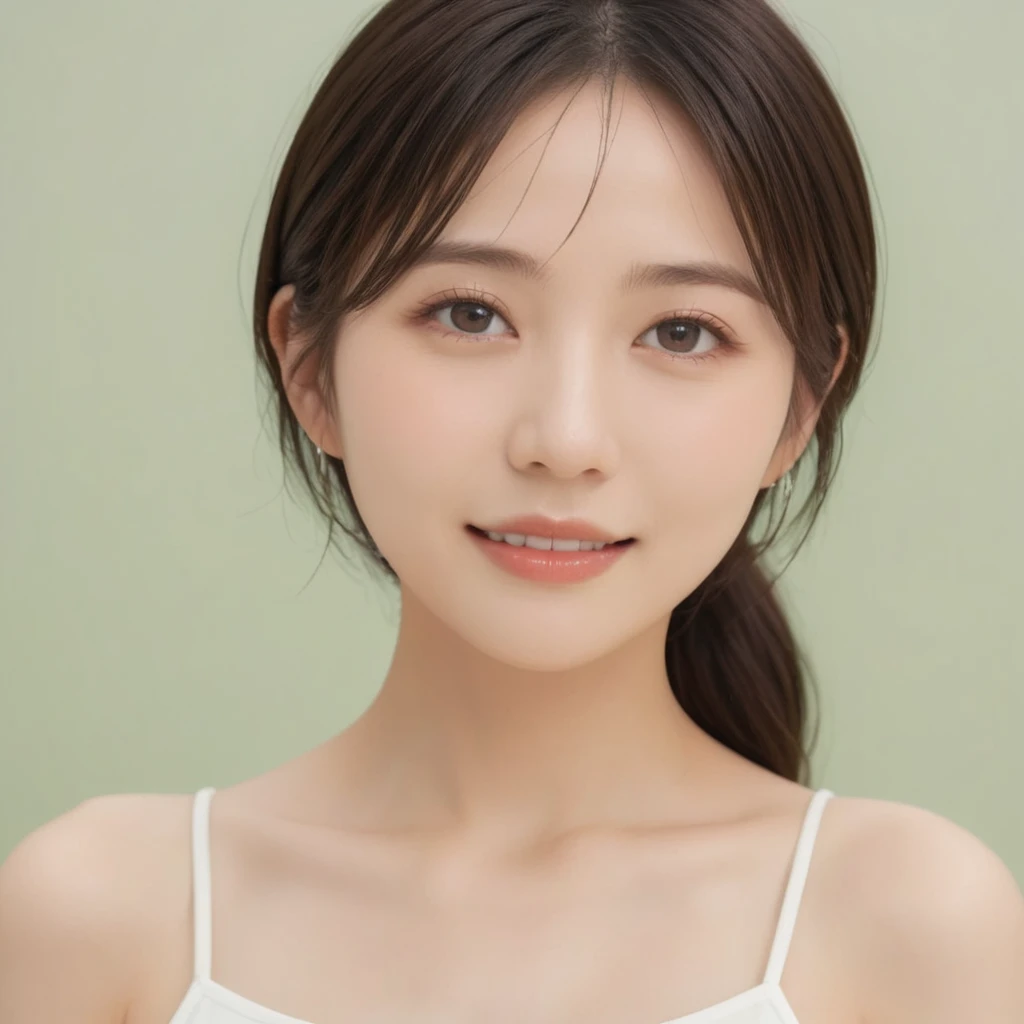 (( 32K )),(( masterpiece : 1.8 )),Highest,Highest quality,High resolution,(( RAW Photos : 1.2 )) , (( Professional photography )) , Portraiture , Soft and bright light : 1.3 , Professional Lighting ,Backlight,(( Beautiful Japanese actresses : 1.3 )) ,(( Beautiful Japanese Women : 1.8 )), ( white skin like a white person : 1.5 ) , Anatomically correct body shape : 1.5 ,Correct finger shape and number : 1.5 , ( Simple light green background : 1.8 ) , A bare face without makeup , ( Perfect figure : 1.4 ) , White wall , White Room ,