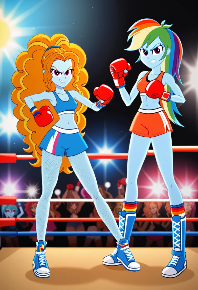 Eqg angry rainbow dash  at a school in  in fishnet tights  boxing adagio 