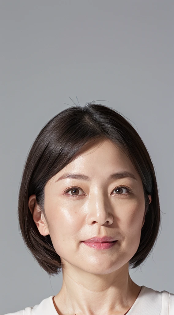 Sharpen, Flat color background, ((up of face:1.3)), gravure, masutepiece, Best Quality, Ultra-detailed, Photorealistic, super detailed skin, Perfect Anatomy, (1 japanese mature woman), (Solo), 90 years old, panties on, bra very, Keep your mouth tightly closed, Large breasts, Mature AV Actress, glamor, A sexy, Chromo-white skin, Looking at Viewer,