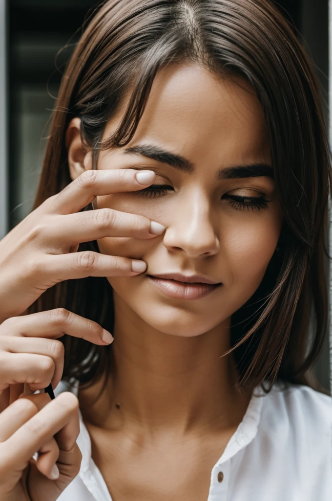 Woman cutting her finger